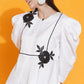 Women Republic White Shirt With Sequence Embroidery And Bellbotton Pants | Swadesiicart