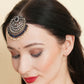 Oversized Diamond & Blue Stone Maang Tikka- Ruby Raang | Swadesiicart