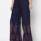 Aniyah Rayon Navy Blue Color Block Print Flared Slip-On Palazzo (AN-216K)