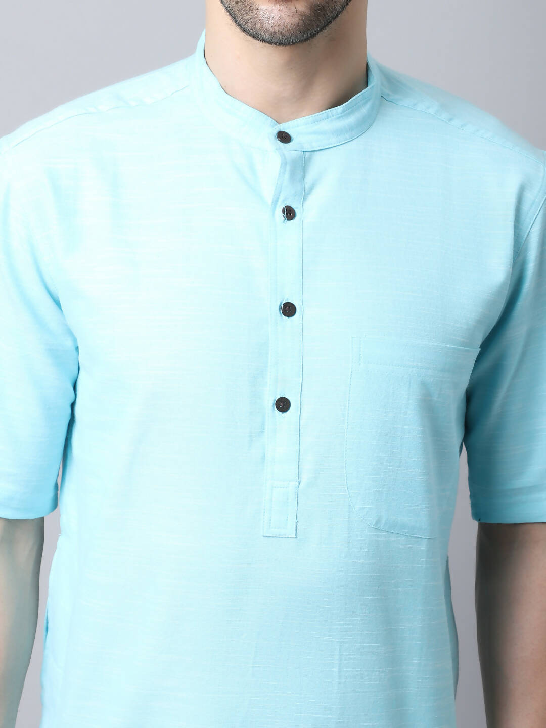 Even Apparels Black Pure Cotton Men's Kurta With Band Collar | Swadesiicart
