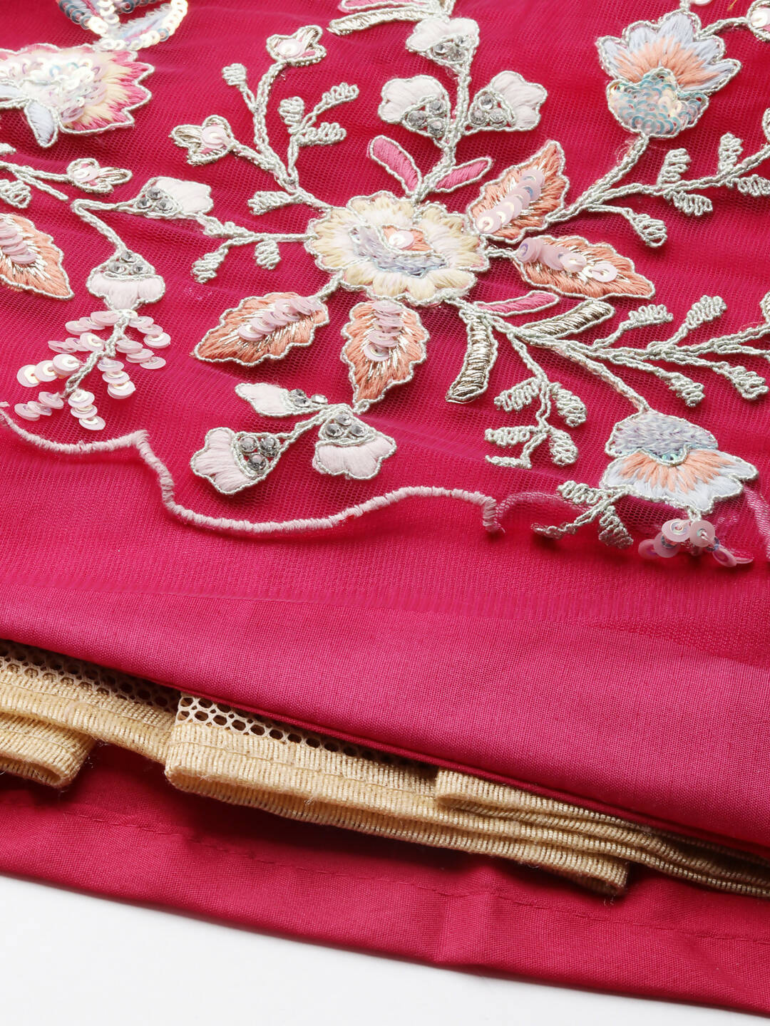 House of Panchhi Rose Tone Shadding Net Sequinse Work Lehenga & Blouse, Dupatta | Swadesiicart
