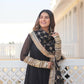 Jyoti Fashion Women's Black Faux Blooming Sequins Zari Embroidered Anarkali Dress with Dupatta | Swadesiicart