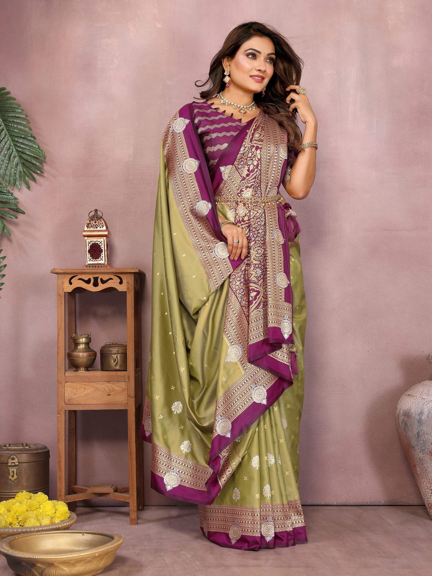 Aastha Fashion Pista Silk Sarees Weaving Saree