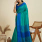 Vishnu Weaves Women's Firozi Raw Silk Thread Woven Saree with Blouse - Swadesiicart