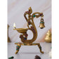 eCraftIndia Gold Toned Peacock Shaped Traditional Brass Diya With Bell & Stand | Swadesiicart