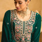 Anaita Green Embroidered with beads Velvet Stitched Plazo Suit