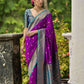Vishnu Weaves Women's Wine Banarasi Silk Zari Woven Saree with Blouse - Swadesiicart