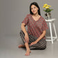 Breathables Women Cotton Printed Loungewear Kurta And Pants Co-Ord Set Red & Navy I Nightwear