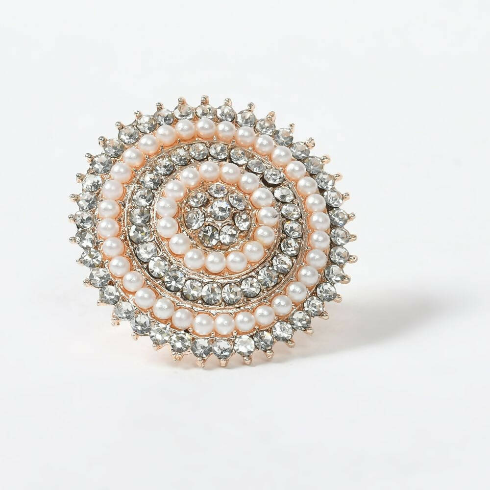 Mominos Fashion Joharkamal Gold-Polished Stone Studded Adjustable Finger Ring - Design 05 - Swadesiicart