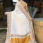 Joban Fashion Cream Crepe Chiffon Pure Handloom Banarasi Silk Saree | Swadesiicart