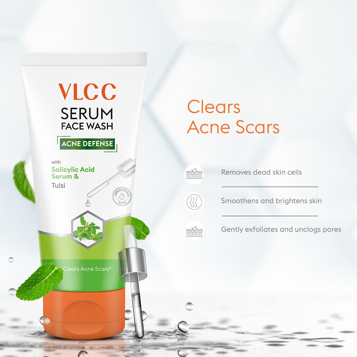 VLCC Acne Defense Serum Face Wash with Salicylic Acid Serum & Tulsi - Swadesiicart