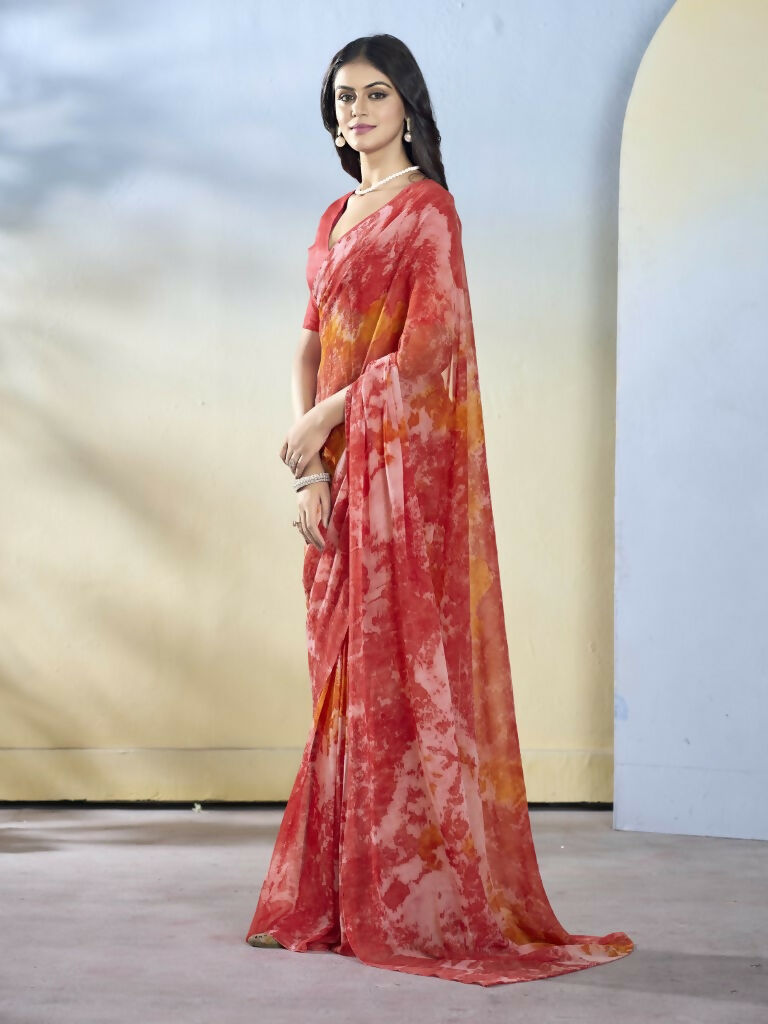 Maroon Georgette Designer Printed Ready to Wear Saree - Samyana | Swadesiicart