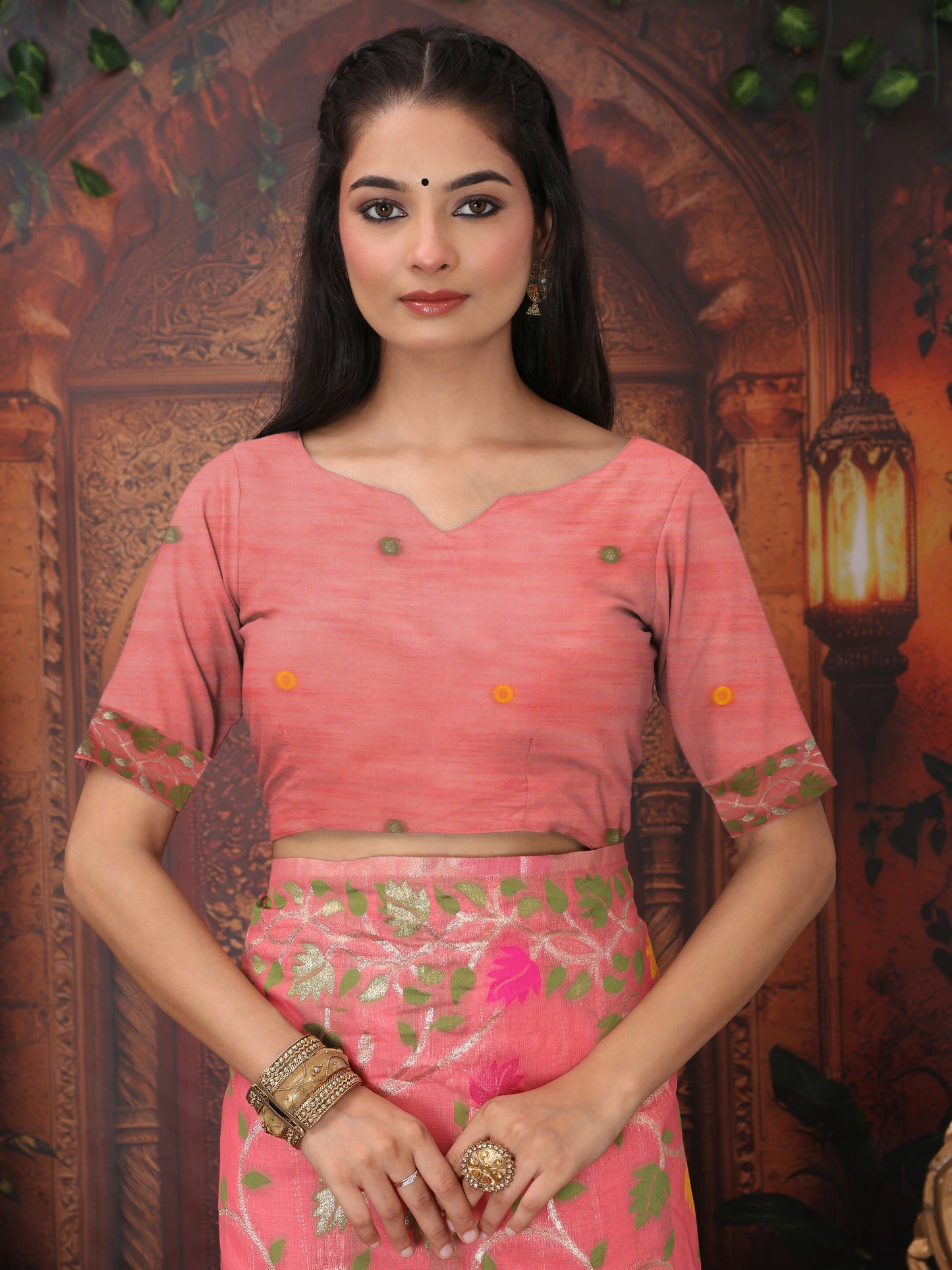 Shree Shyam Fashion Linen Cotton Pink Saree