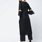 Aniyah Cotton Criss Cross Bell Sleeves Straight Kurta In Black (AN-101C) - Swadesiicart