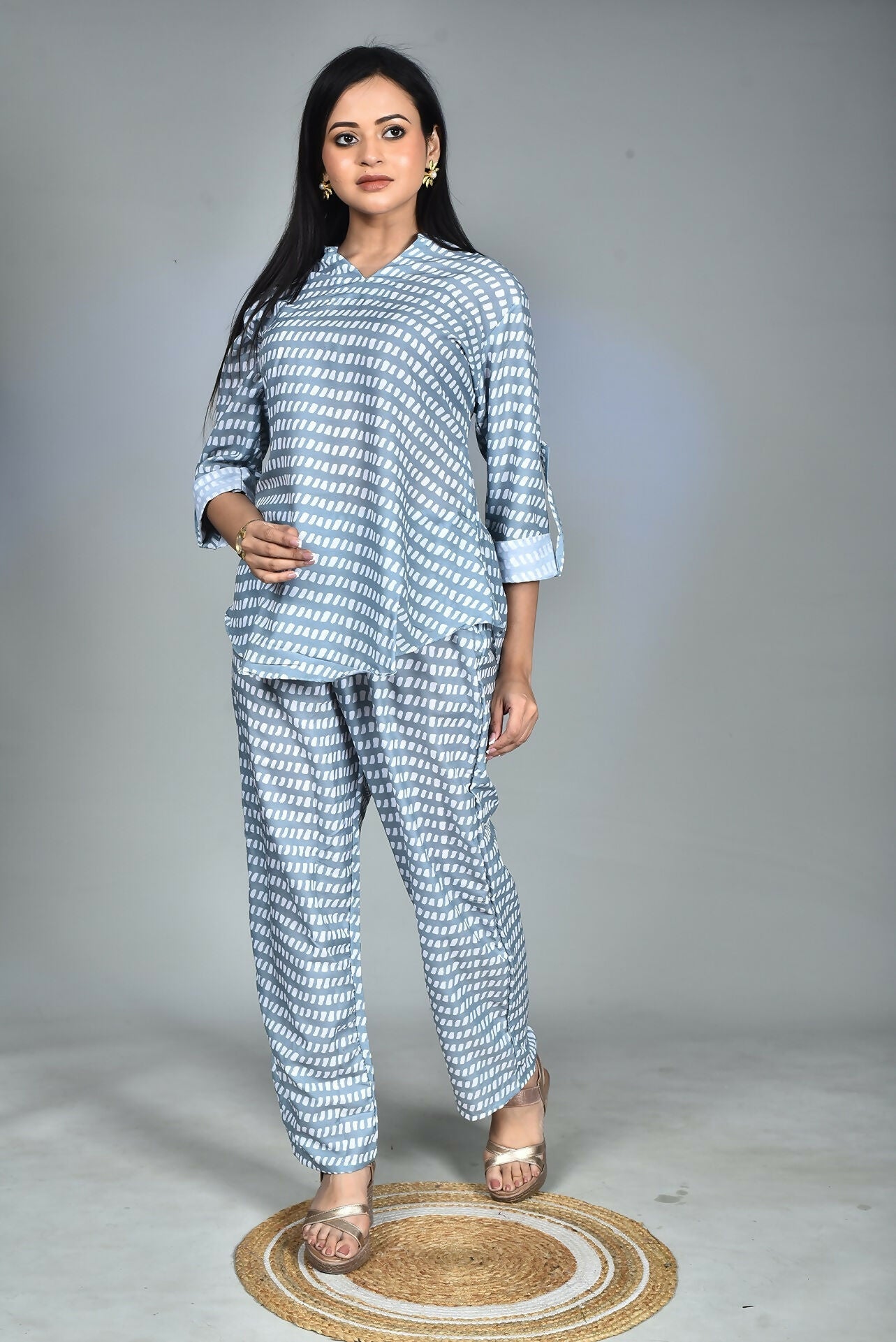 Morchari Digital Print Semi Muslin Co-Ord Set Top & Trouser-Multicolor - Swadesiicart