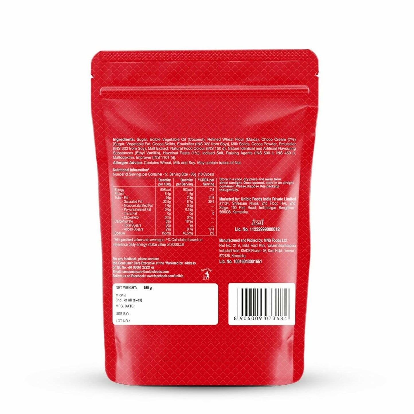 Unibic Qubz Wafer Biscuits Hazelnut Flavour - Swadesiicart