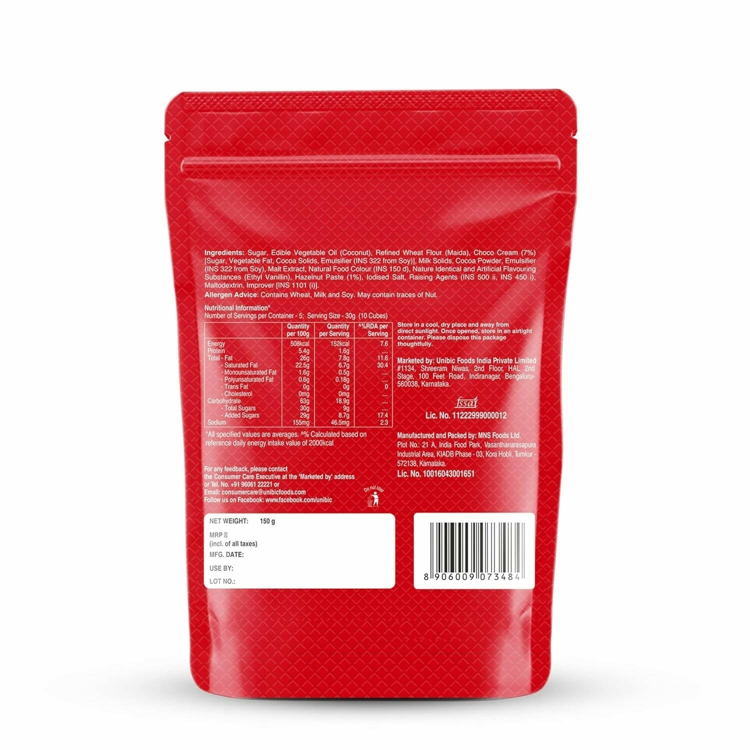 Unibic Qubz Wafer Biscuits Hazelnut Flavour - Swadesiicart