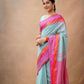 Exclusive Collection Light Blue Beautiful Khadi Cotton Handloom Saree - Swadesiicart