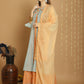 Jyoti Fashion Women's Turquoise Chanderi Silk Elegant Jardoshi Kurta with Trouser & Dupatta | Swadesiicart