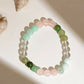 Green Avanturine, Clear Quarts, Amethyst Multicoloued Pastel Shade Crystal Bracelet - Ruby Raang | Swadesiicart