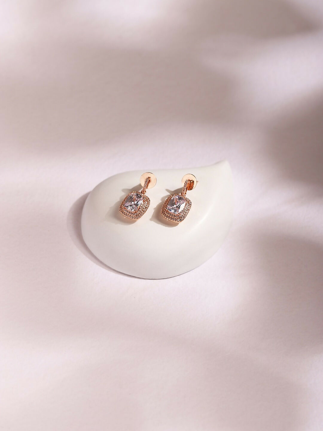 Rose Gold Earrings- Ruby Raang | Swadesiicart