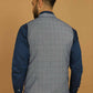 Even Apparels Nehru Jacket With Welt Pockets - Blue | Swadesiicart