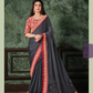 Grey Silk Georgettecord And Sequins Embroidery Saree - Norita Hit - Swadesiicart