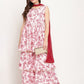 Ahalyaa Women's Pink Rayon Digital Floral Print Kurta Sharara Set with Dupatta | Swadesiicart