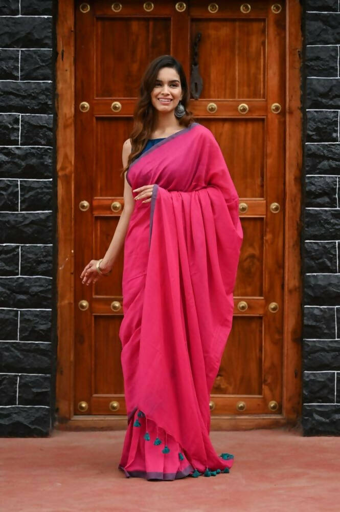 Very Much Indian Saadgi Pure Cotton Handloom Sarees With Intricate Borders | Swadesiicart