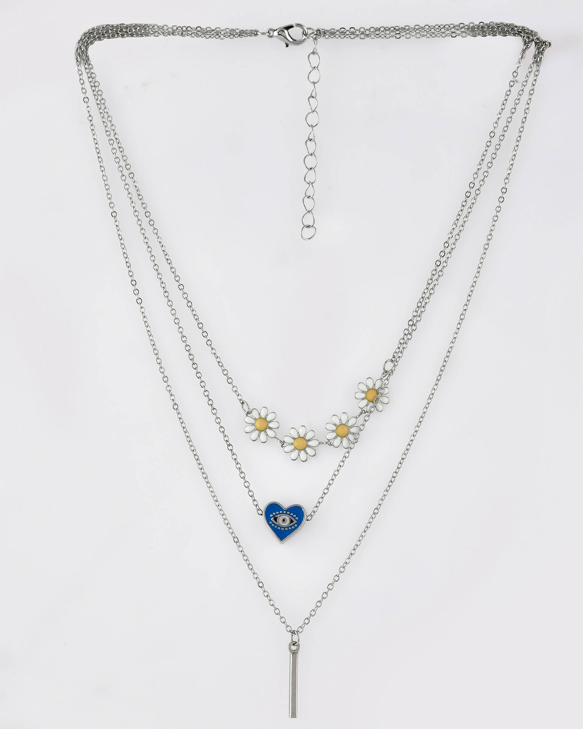 VOJ Beads Silver Plated Stainless Steel Layered Chain | Swadesiicart