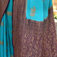 Joban Fashion Sky Blue Crepe Chiffon Pure Handloom Banarasi Silk Saree | Swadesiicart