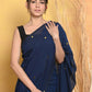 Very Much Indian Pure Mul Cotton Handloom Saree - Dark Blue | Swadesiicart