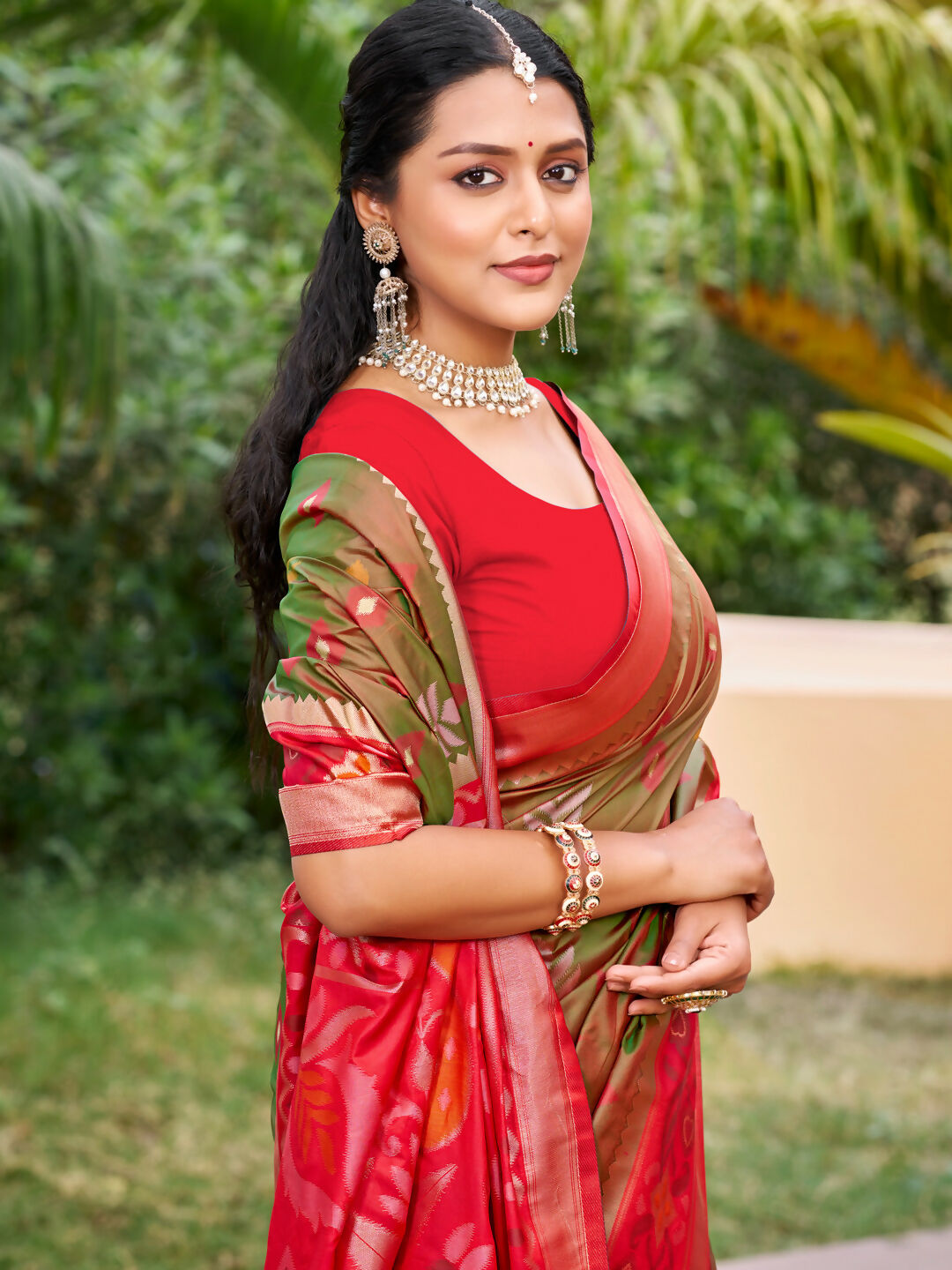 Shree Shyam Fashion Mehndi Pochampally Silk Saree