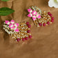 Mominos Fashion Johar Kamal Gold-Polished Kundan Pink Meenakari Earrings - Swadesiicart