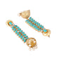 Nuyug 22K Gold Plated Pearl & Turquoise Stone Studded Contemporary Shaped Jhumkas | Swadesiicart