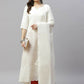 Miravan Women's Beige Embroidered Chikankari Kurta & Dupatta | Swadesiicart