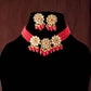 Mominos Fashion Johar Kamal Women's Red Beads Pearls Gold-Plated Jewellery Set