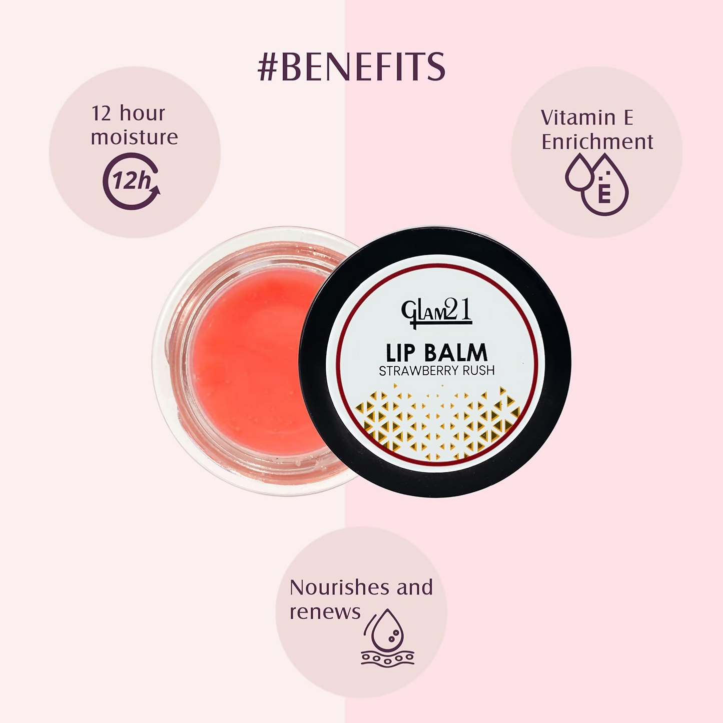 Glam21 Lip Balm In Strawberry Rush Flavour - Swadesiicart