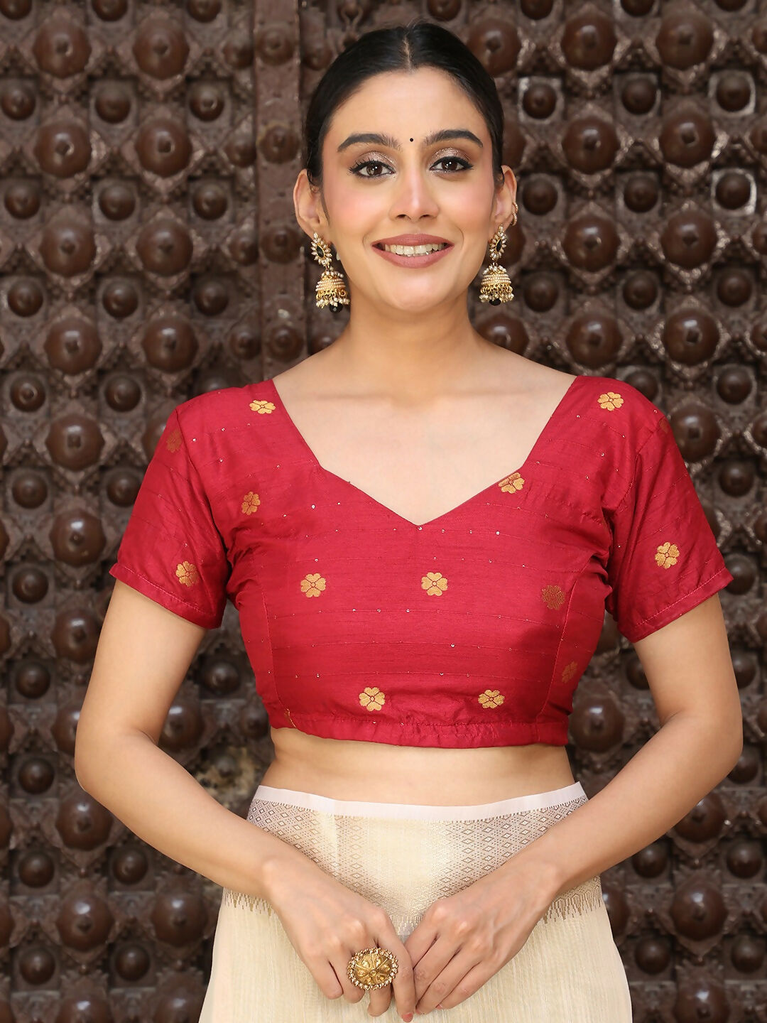 Shree Shyam Fashion Peach Cotton Saree