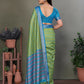 Joban Fashion Parrot Green Plain Banarasi Silk Sarees | Swadesiicart