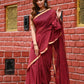 Very Much Indian Pure Cotton Handloom Saree With Intricate Borders - Red | Swadesiicart
