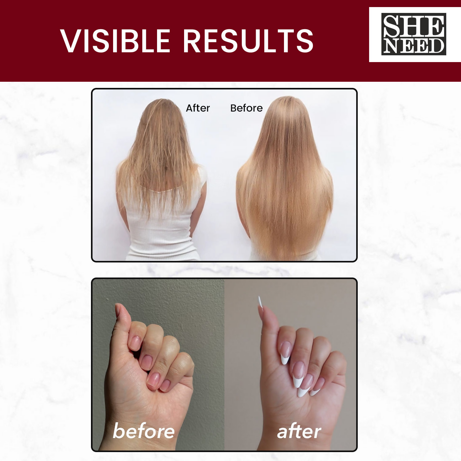 SheNeed Hair, Skin & Nails Vitamins Capsules | Swadesiicart