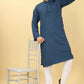 Blue Viscose Polyester Solid Men's Kurta - Mahotsav