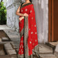 Joban Fashion Red Crepe Chiffon Pure Handloom Banarasi Silk Saree | Swadesiicart