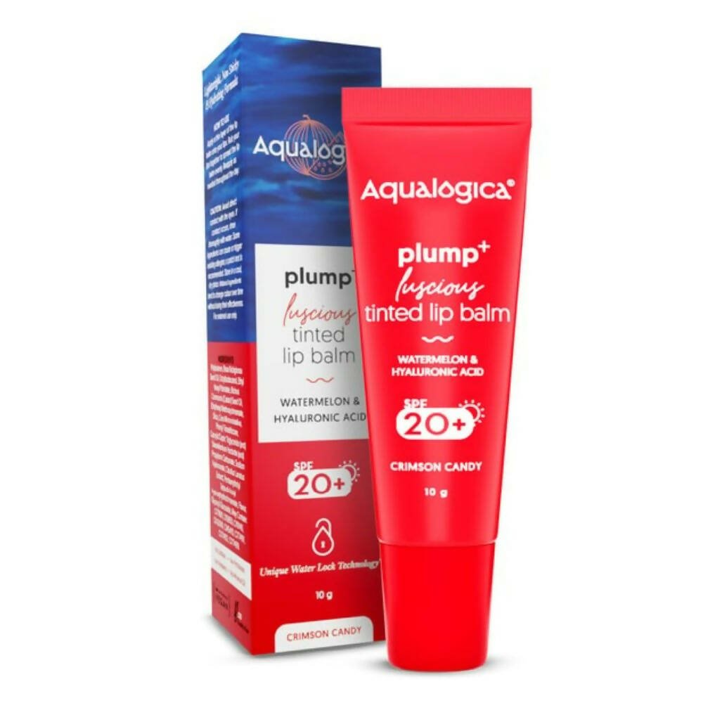 Aqualogica Crimson Candy Plump+ Luscious Tinted Lip Balm with Watermelon and Hyaluronic Acid, SPF 20+ - Swadesiicart