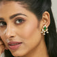 Nuyug 22K Gold-Plated Elegant Kundan & Green Stone Studded Pearl Drops Studs | Swadesiicart