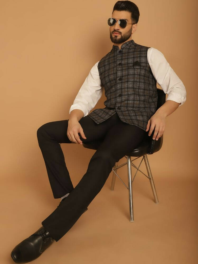 Even Apparels Pure Wool Nehru Jacket - Grey | Swadesiicart