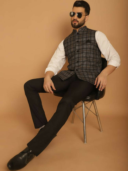 Even Apparels Pure Wool Nehru Jacket - Grey | Swadesiicart