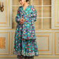 Pomcha Jaipur Blue Saadgi Phulwari Anarkali Set | Swadesiicart
