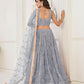 Aastha Fashion Light Gray Butterfly Net Tone To Tone Thread Work, Sequence Work And Original Mirror Work Embroidery Wedding Wear Lehenga Choli